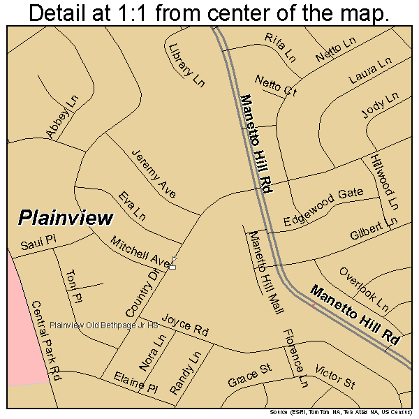 Plainview, New York road map detail