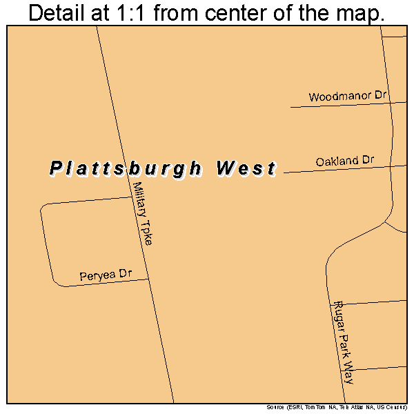 Plattsburgh West, New York road map detail