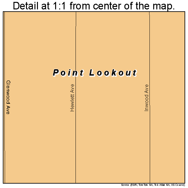 Point Lookout, New York road map detail