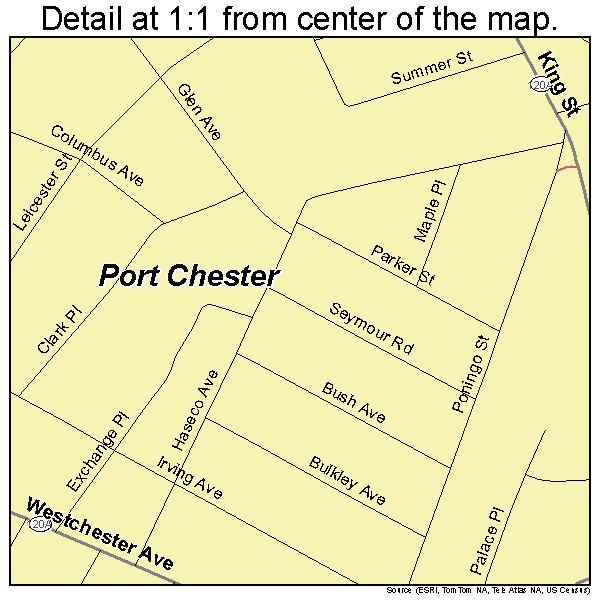 Port Chester, New York road map detail