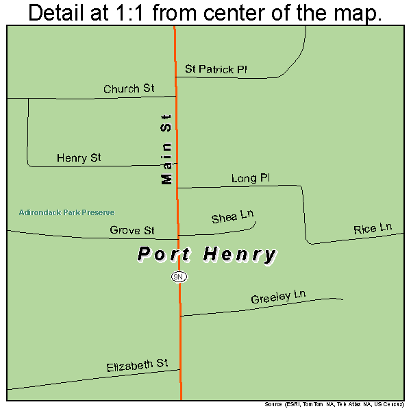 Port Henry, New York road map detail