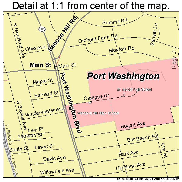 Port Washington, New York road map detail
