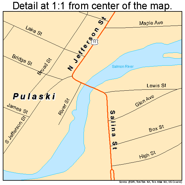 Pulaski, New York road map detail