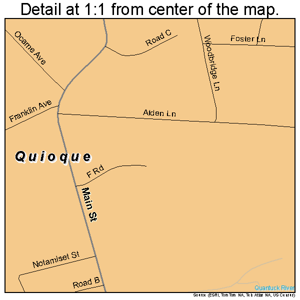 Quioque, New York road map detail