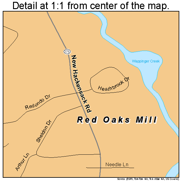 Red Oaks Mill, New York road map detail