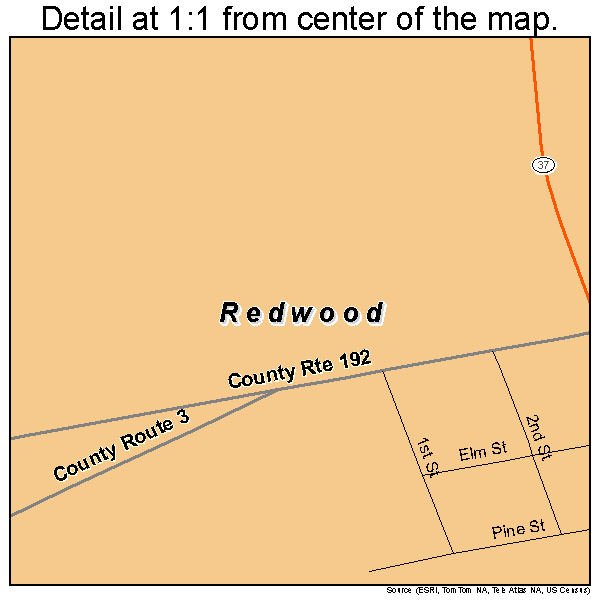 Redwood, New York road map detail