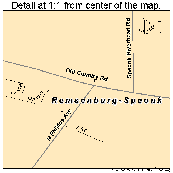 Remsenburg-Speonk, New York road map detail