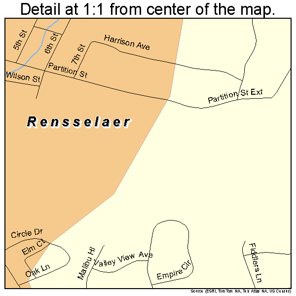 Rensselaer, New York road map detail