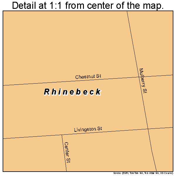 Rhinebeck, New York road map detail