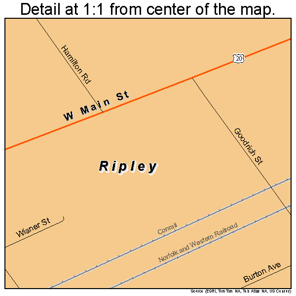 Ripley, New York road map detail