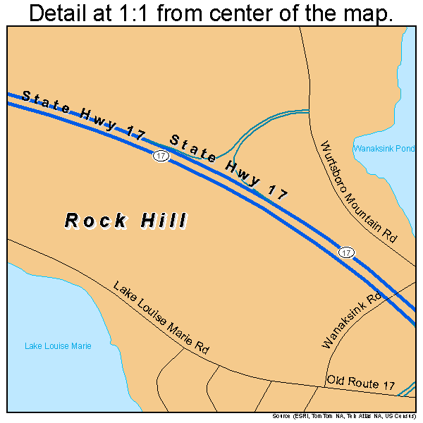 Rock Hill, New York road map detail