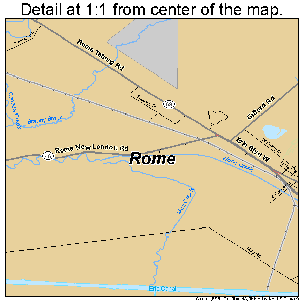 Rome, New York road map detail