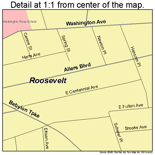 Roosevelt, New York road map detail
