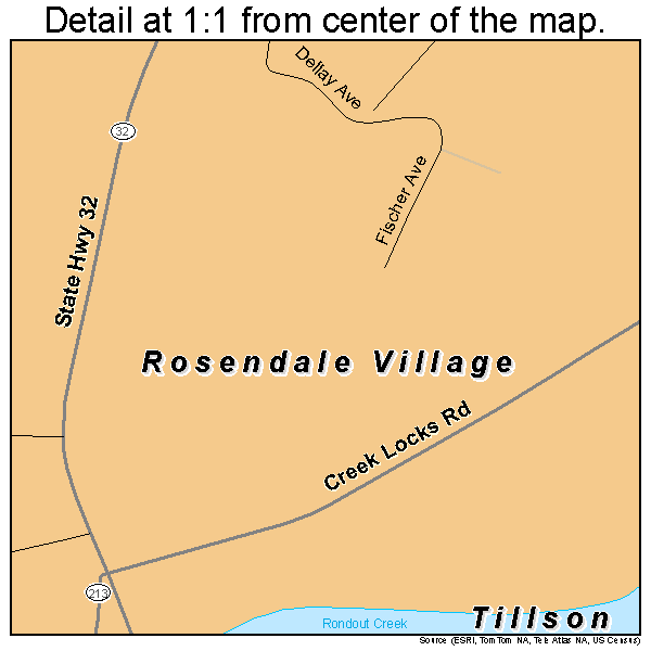 Rosendale Village, New York road map detail
