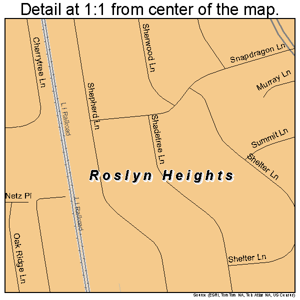 Roslyn Heights, New York road map detail