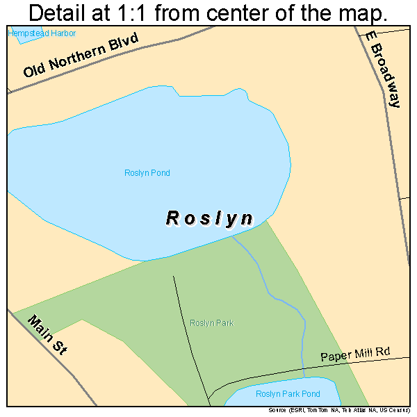 Roslyn, New York road map detail