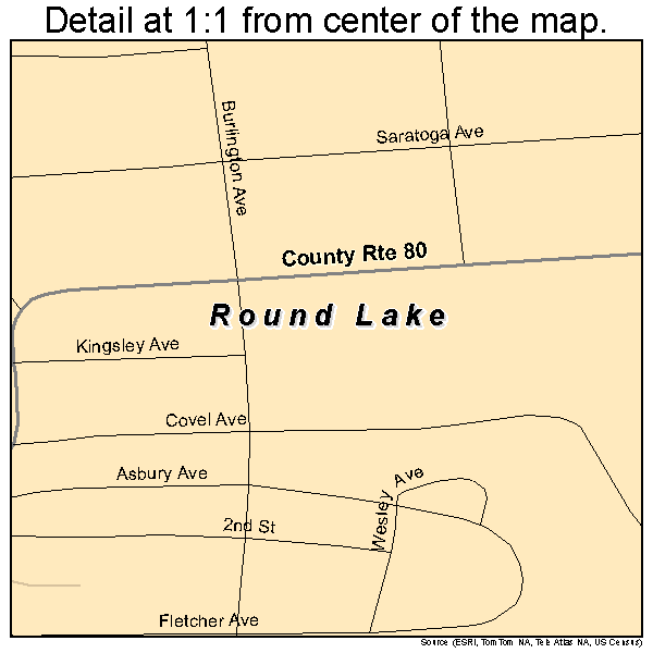 Round Lake, New York road map detail