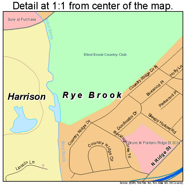 Rye Brook, New York road map detail