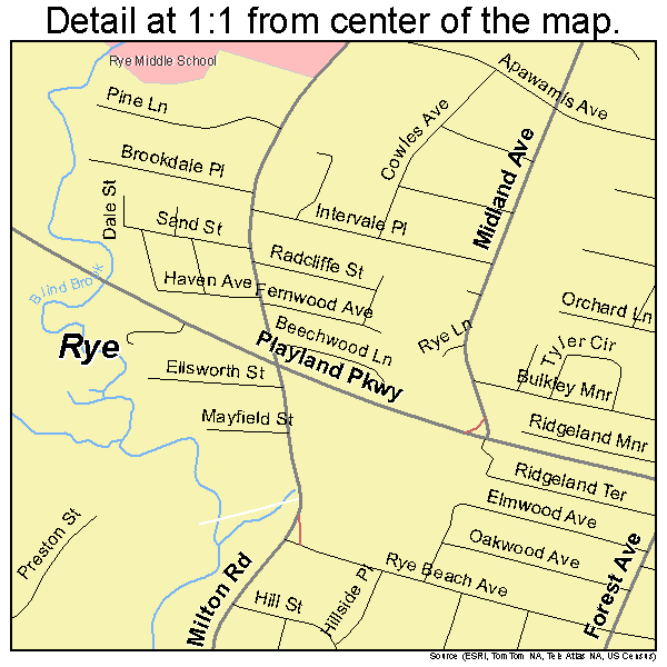 Rye, New York road map detail