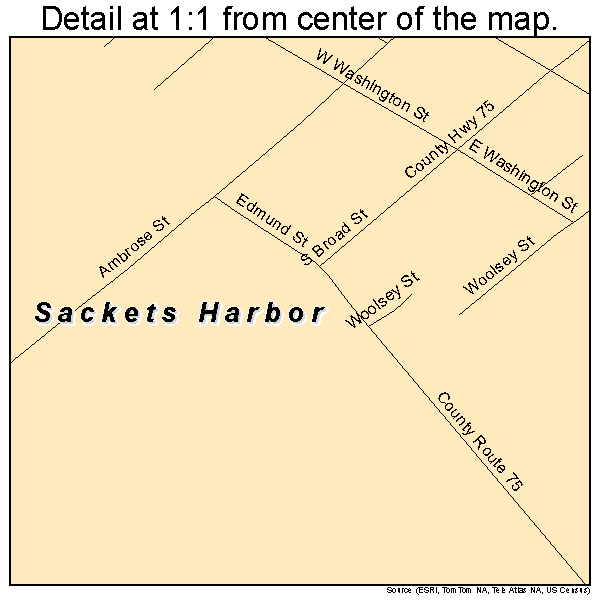 Sackets Harbor, New York road map detail