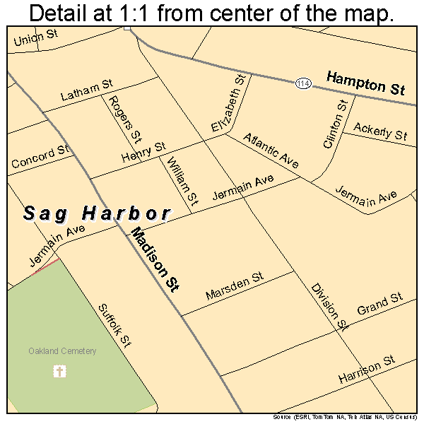 Sag Harbor, New York road map detail