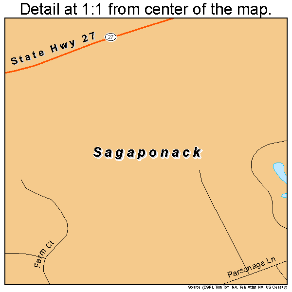 Sagaponack, New York road map detail