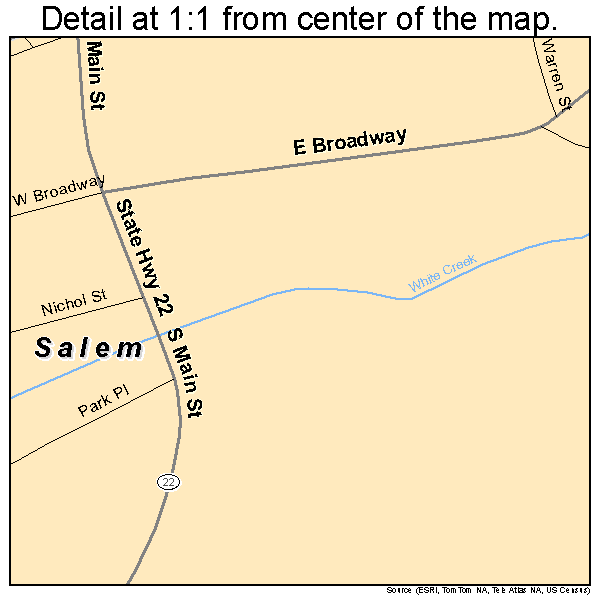 Salem, New York road map detail