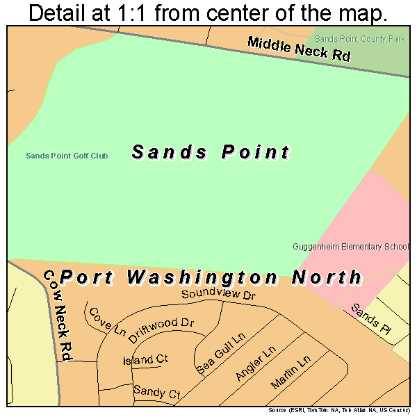 Sands Point, New York road map detail
