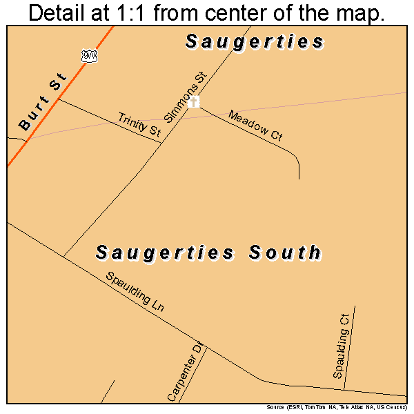 Saugerties South, New York road map detail