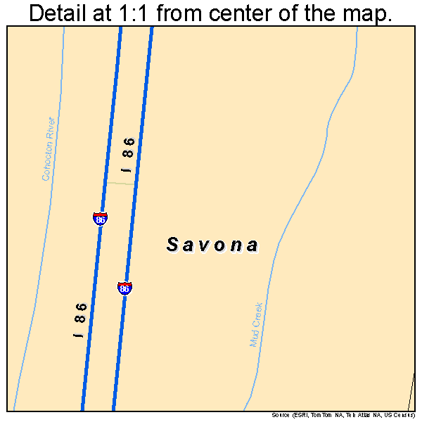 Savona, New York road map detail