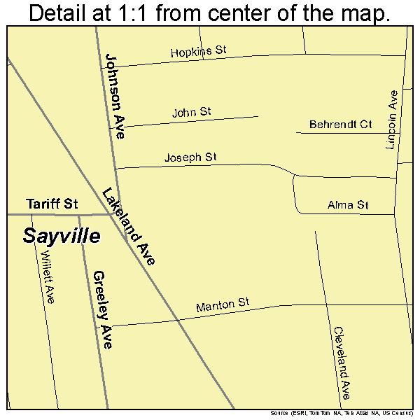 Sayville, New York road map detail