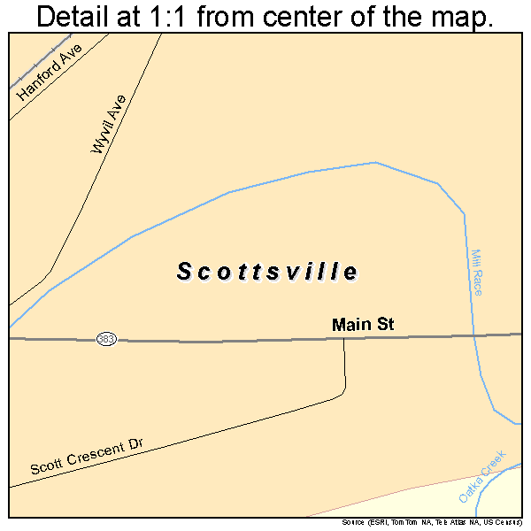 Scottsville, New York road map detail