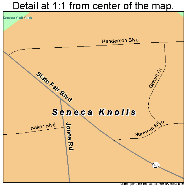 Seneca Knolls, New York road map detail