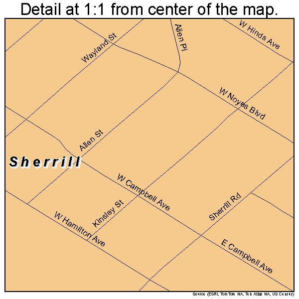 Sherrill, New York road map detail