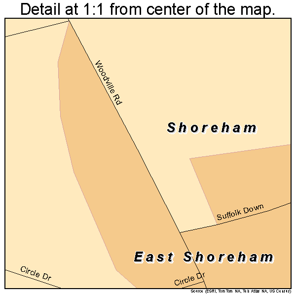 Shoreham, New York road map detail