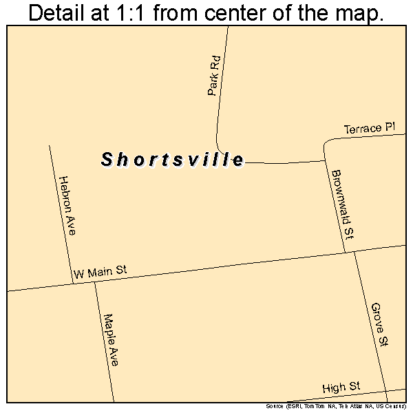 Shortsville, New York road map detail