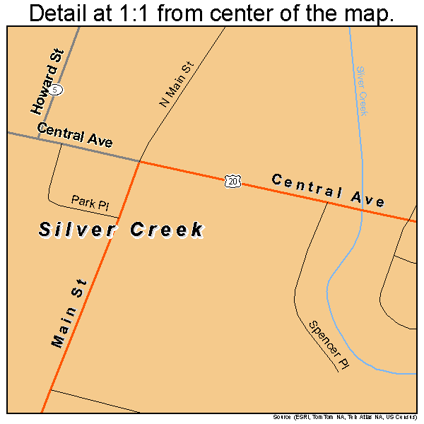 Silver Creek, New York road map detail