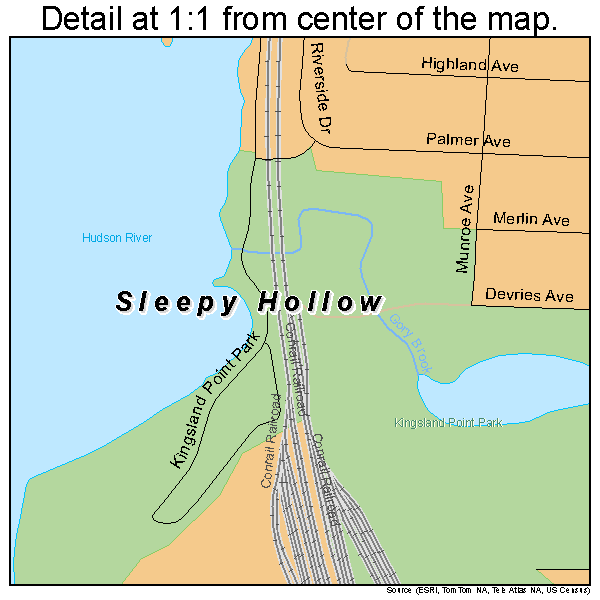 Sleepy Hollow, New York road map detail