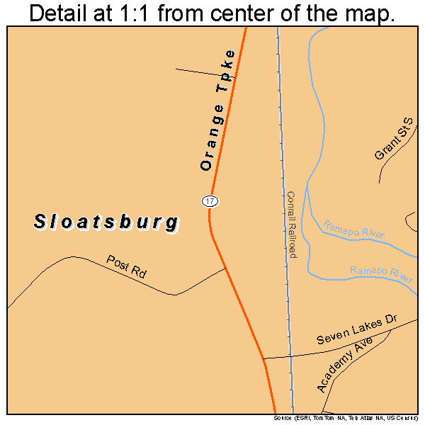 Sloatsburg, New York road map detail