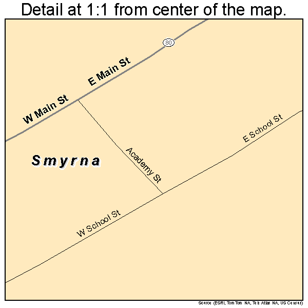 Smyrna, New York road map detail