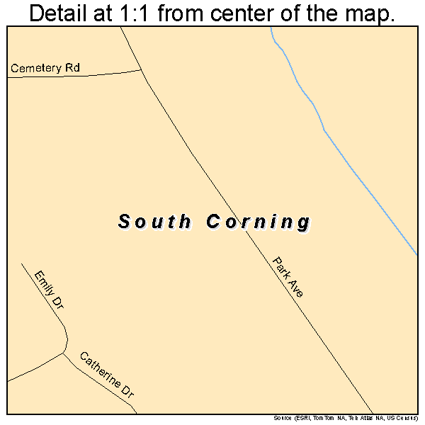 South Corning, New York road map detail