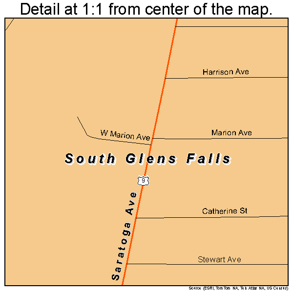 South Glens Falls, New York road map detail