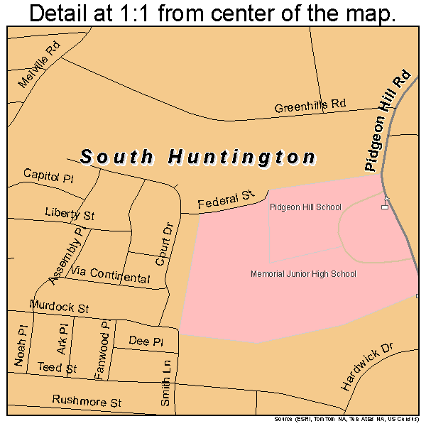 South Huntington, New York road map detail