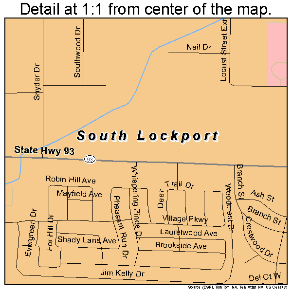 South Lockport, New York road map detail