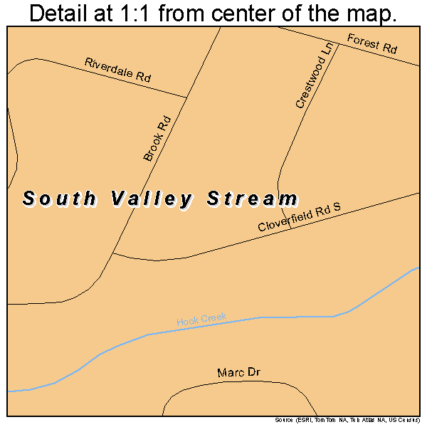 South Valley Stream, New York road map detail