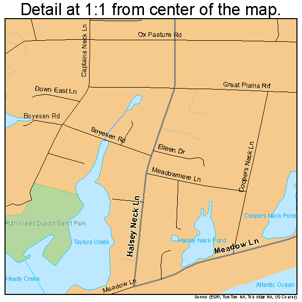 Southampton, New York road map detail