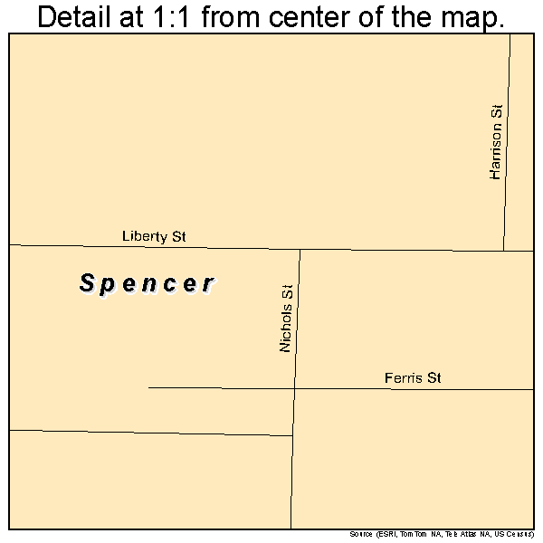 Spencer, New York road map detail