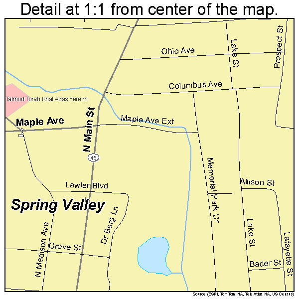 Spring Valley, New York road map detail