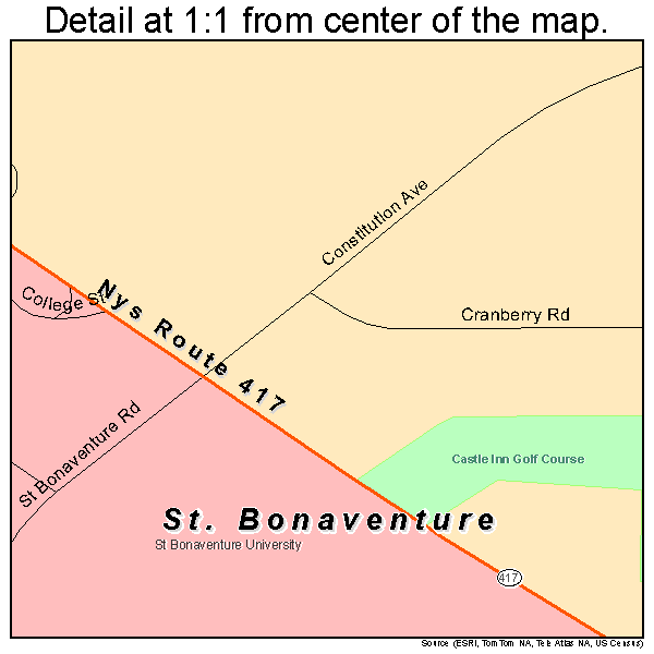 St. Bonaventure, New York road map detail