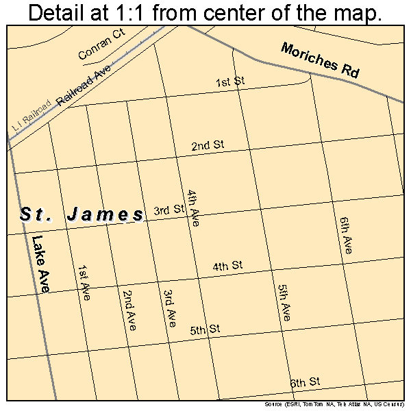 St. James, New York road map detail